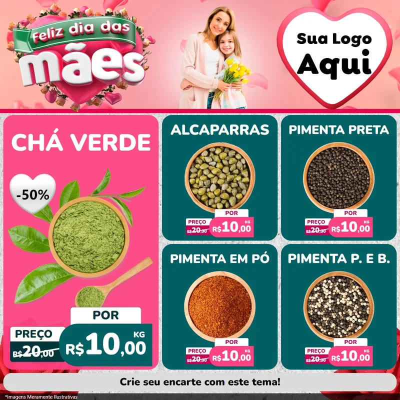 Modelo de Rede Social para Feed Facebook com o tema Feliz Dia das Mães para Produtos Naturais