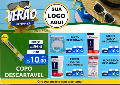 Modelo de Encarte para Encarte A4 Horizontal com o tema Verão de Ofertas para Embalagens