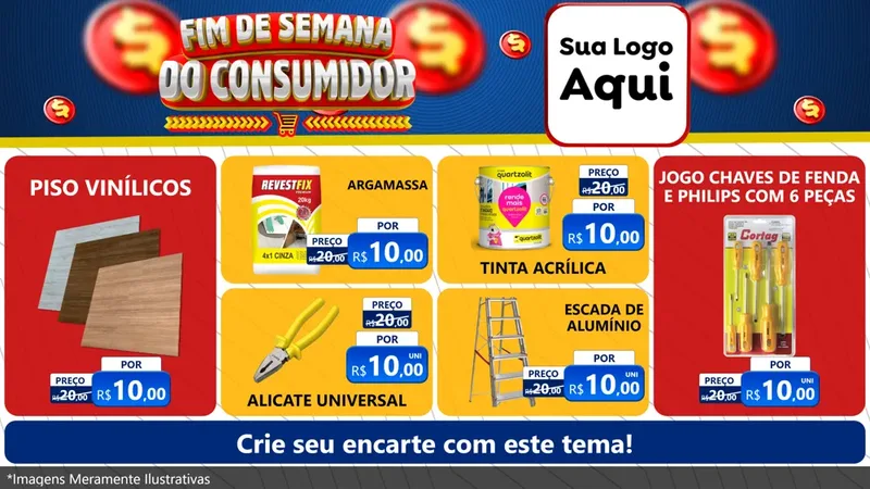 Modelo de TV para TV Horizontal com o tema Fim de Semana do Consumidor para Material para Construção