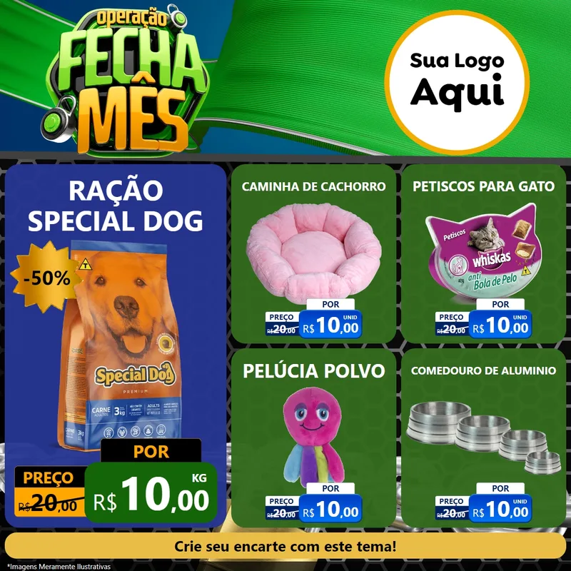 Modelo de Rede Social para Feed Facebook com o tema Operação Fecha Mês para Pet Shop