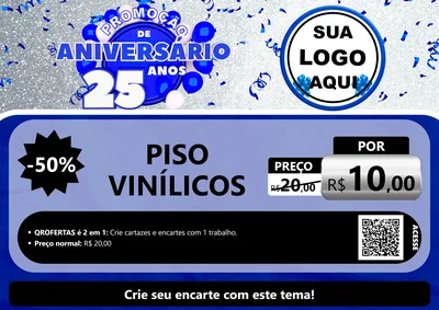 Modelo de Cartaz para Cartaz A4 Horizontal com o tema Promoção de Aniversário - 25 Anos para Material para Construção