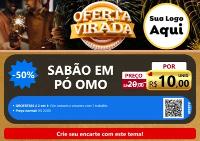 Modelo de Cartaz para Cartaz A4 Horizontal com o tema Oferta da Virada para Produtos de Limpeza
