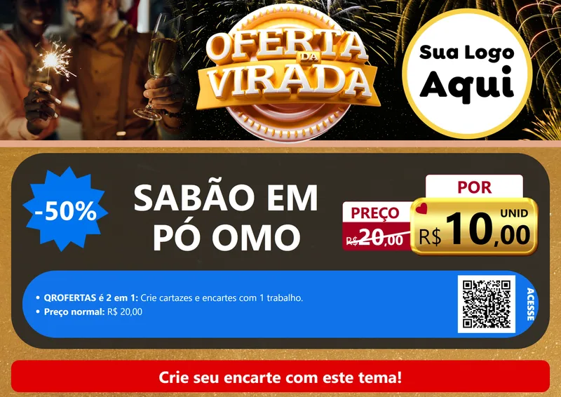 Modelo de Cartaz para Cartaz A4 Horizontal com o tema Oferta da Virada para Produtos de Limpeza
