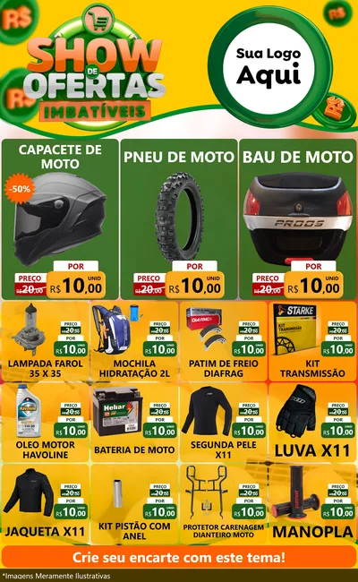 Modelo de Encarte para Encarte Grande com o tema Show de Ofertas Imbatíveis para Moto peças