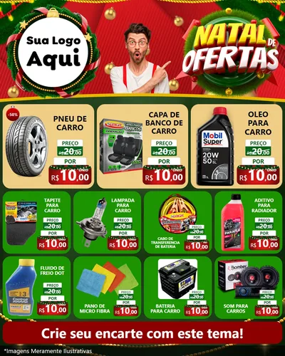 Modelo de Rede Social para Feed Instagram com o tema Natal de Ofertas para Auto peças