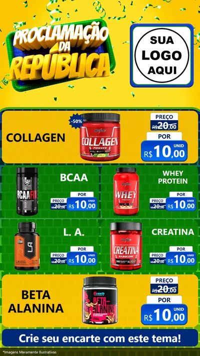 Modelo de TV para TV Vertical com o tema Proclamação da República para Suplementos alimentares