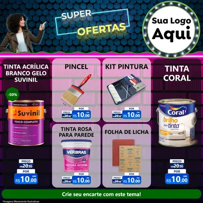 Modelo de Rede Social para Feed Facebook com o tema Super Ofertas para Tintas e Ferramentas