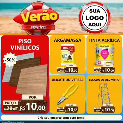 Modelo de Rede Social para Feed Facebook com o tema Verão Imbatível para Material para Construção