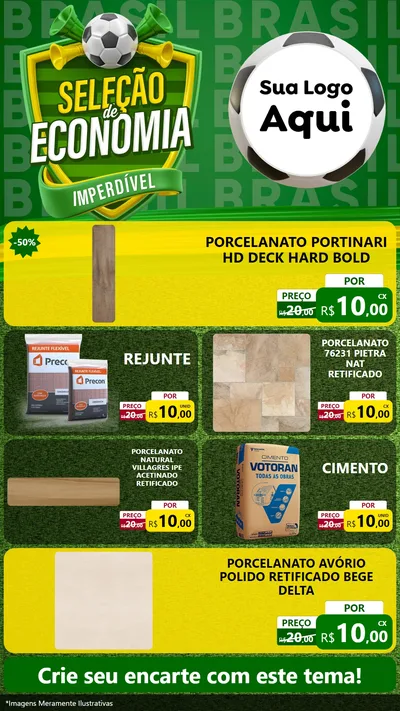 Modelo de TV para TV Vertical com o tema Seleção de Economia - Copa para Pisos e revestimentos
