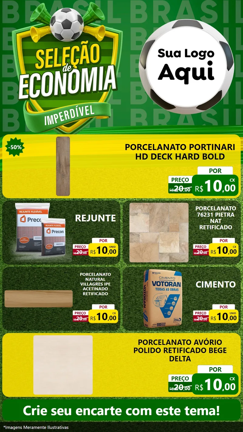 Modelo de TV para TV Vertical com o tema Seleção de Economia - Copa para Pisos e revestimentos