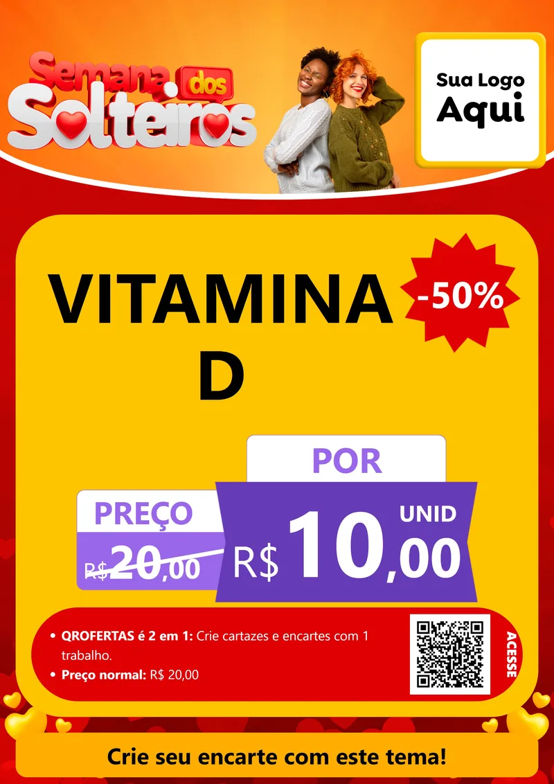 Modelo de Cartaz para Cartaz A4 Vertical com o tema Semana dos Solteiros para Farmácia