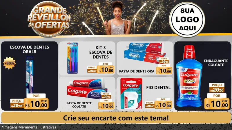 Modelo de TV para TV Horizontal com o tema Grande Réveillon de Ofertas para Higiene Pessoal