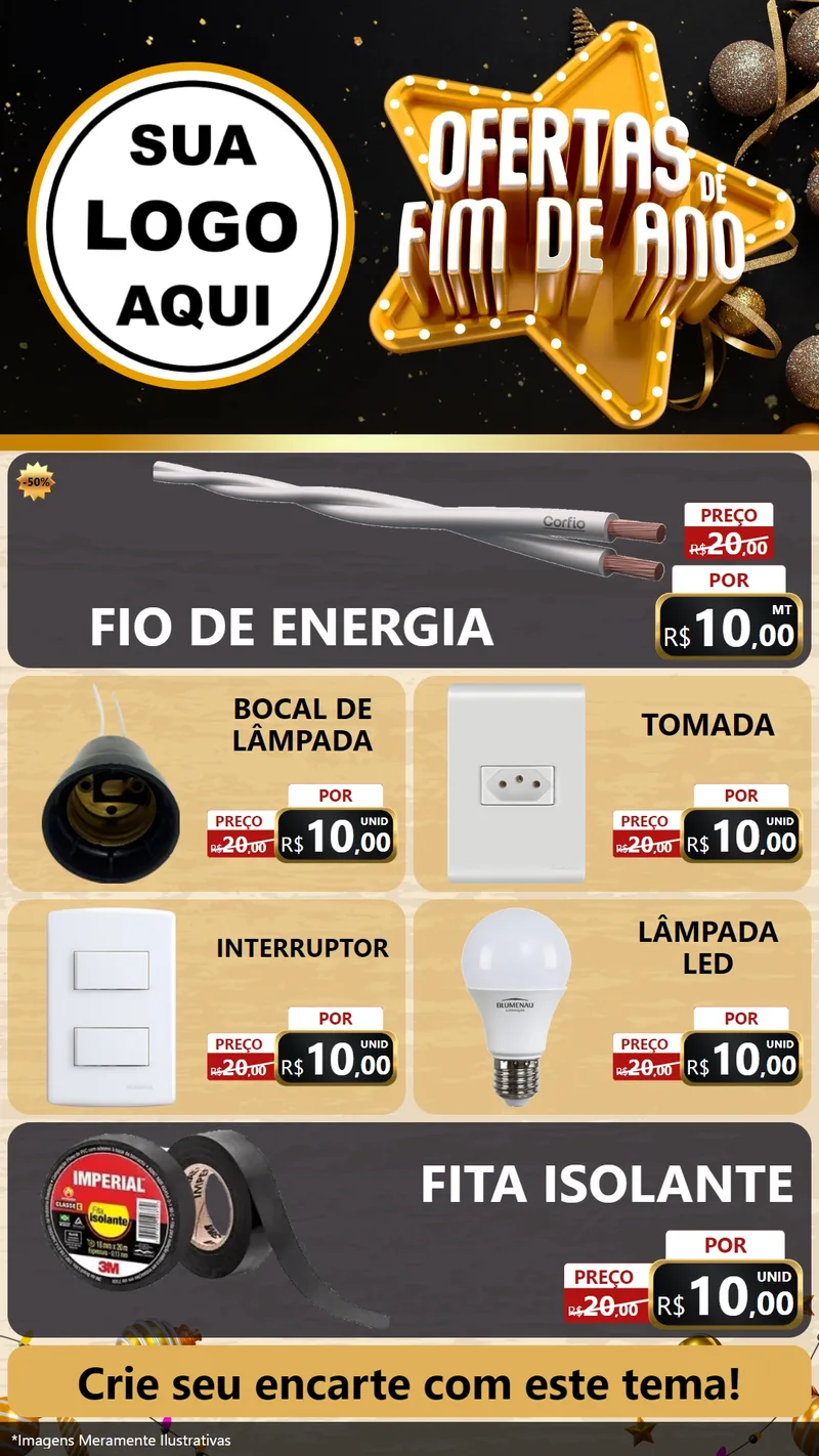 Modelo de TV para TV Vertical com o tema Ofertas de Fim de Ano para Materiais Elétricos