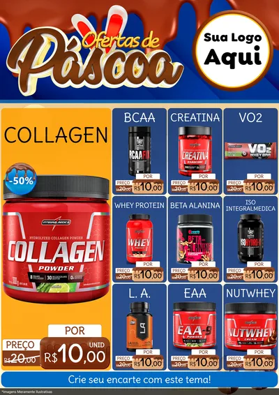 Modelo de Encarte para Encarte A4 Vertical com o tema Ofertas de Páscoa para Suplementos alimentares