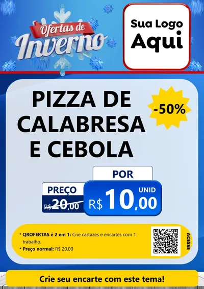 Modelo de Cartaz para Cartaz A4 Vertical com o tema Ofertas de Inverno para Pizzaria