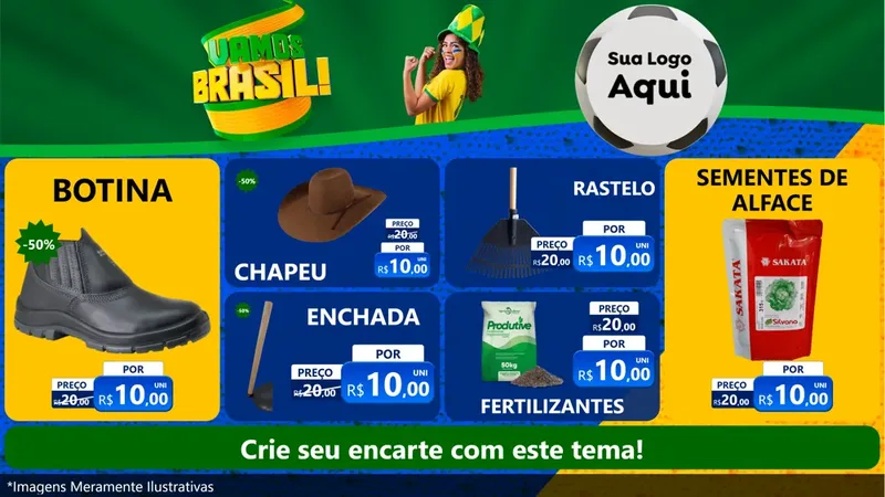 Modelo de TV para TV Horizontal com o tema Vamos Brasil - Copa para Agropecuária