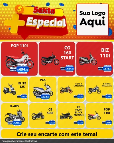 Modelo de Rede Social para Feed Instagram com o tema Sexta Mais Especial para Concessionaria de Motos