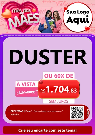 Modelo de Cartaz para Cartaz A4 Vertical com o tema Mês Das Mães para Concessionaria de Carros