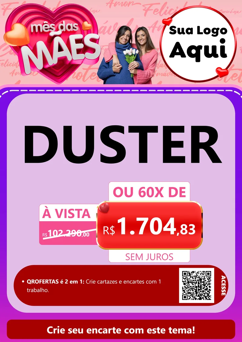 Modelo de Cartaz para Cartaz A4 Vertical com o tema Mês Das Mães para Concessionaria de Carros