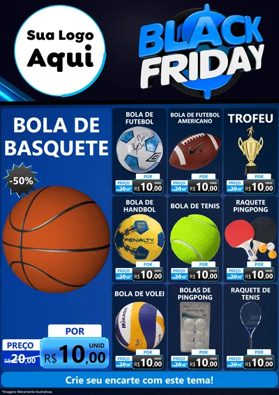 Modelo de Encarte para Encarte A4 Vertical com o tema Black Friday para Artigos Esportivos