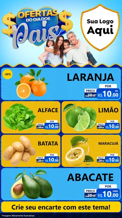 Modelo de TV para TV Vertical com o tema Ofertas do Dia dos Pais para Hortifrúti