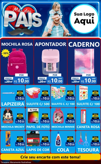 Modelo de Encarte para Encarte Grande com o tema Mês Dos Pais para Papelaria