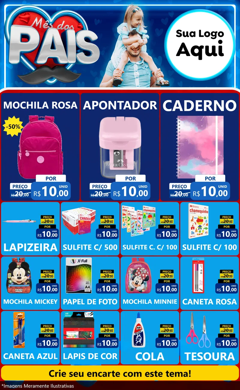 Modelo de Encarte para Encarte Grande com o tema Mês Dos Pais para Papelaria
