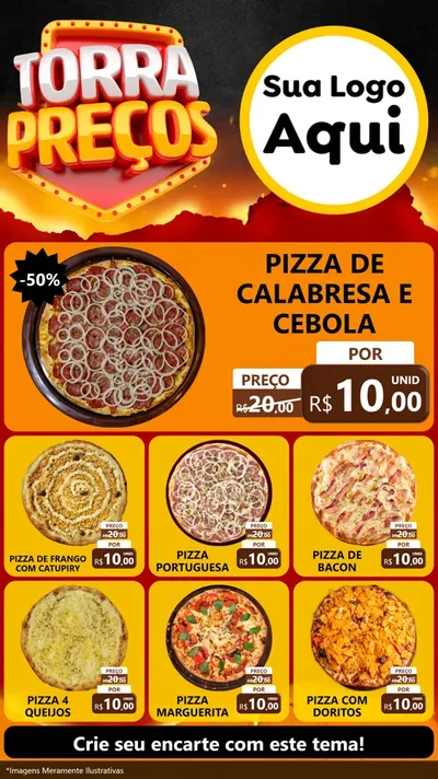 Modelo de Rede Social para Stories com o tema Torra Preços para Pizzaria