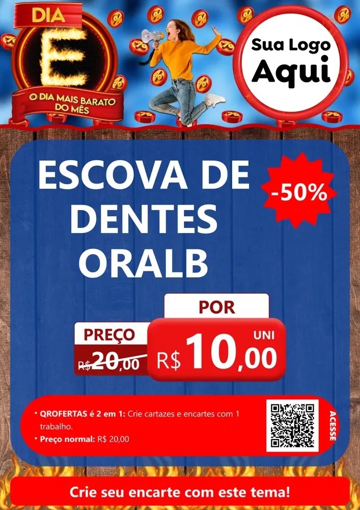 Modelo de Cartaz para Cartaz A4 Vertical com o tema Dia E - O Dia Mais Barato Do Mês para Higiene Pessoal