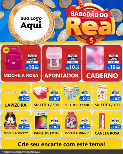 Modelo de Rede Social para Feed Instagram com o tema Sabadão do Real para Papelaria