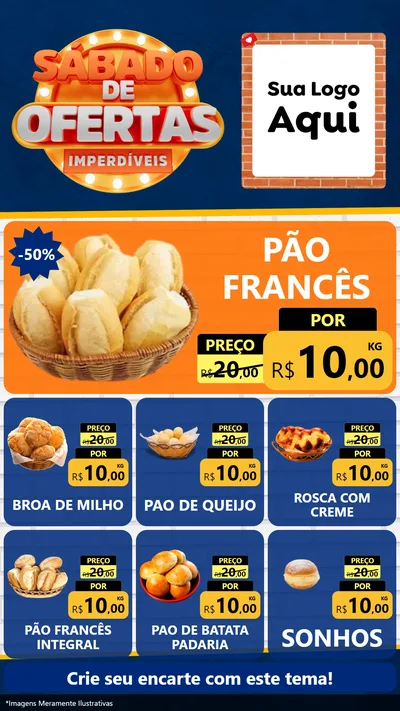 Modelo de Rede Social para Stories com o tema Sábado de Ofertas Imperdíveis para Padaria