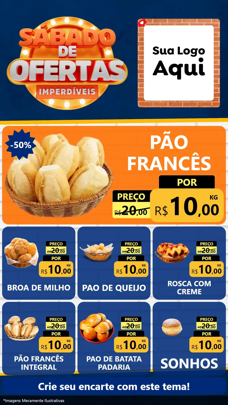 Modelo de Rede Social para Stories com o tema Sábado de Ofertas Imperdíveis para Padaria