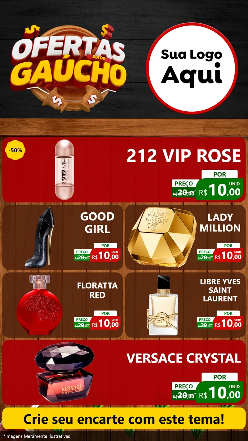 Modelo de TV para TV Vertical com o tema Ofertas Dia do Gaúcho para Perfumes