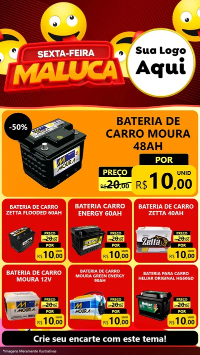 Modelo de Rede Social para Stories com o tema Sexta-feira Maluca para Baterias Elétricas