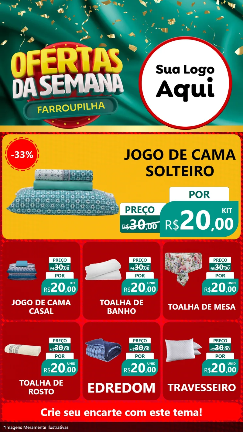 Modelo de Rede Social para Stories com o tema Ofertas da Semana Farroupilha para Cama, Mesa e Banho