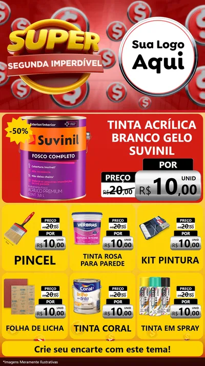 Modelo de Rede Social para Stories com o tema Super Segunda Imperdível para Tintas e Ferramentas