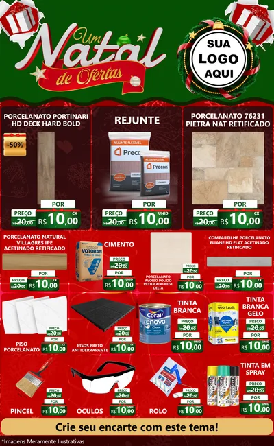 Modelo de Encarte para Encarte Grande com o tema Um Natal de Ofertas para Pisos e revestimentos