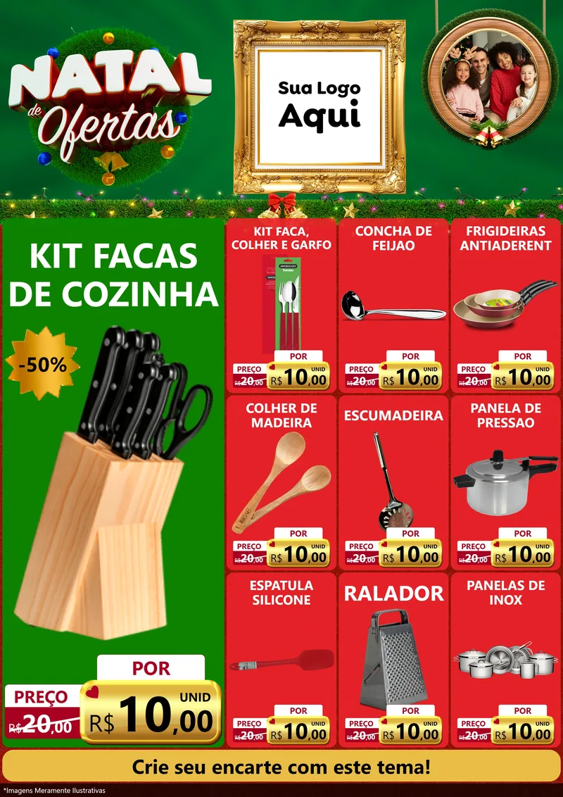 Modelo de Encarte para Encarte A4 Vertical com o tema Natal de Ofertas para Utilidades Domésticas