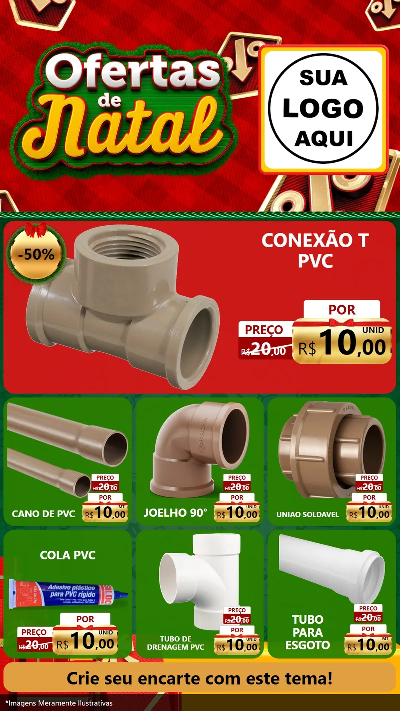 Modelo de Rede Social para Stories com o tema Ofertas de Natal para Tubos e conexões