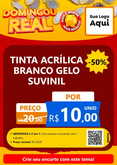 Modelo de Cartaz para Cartaz A4 Vertical com o tema Domingou do Real para Tintas e Ferramentas