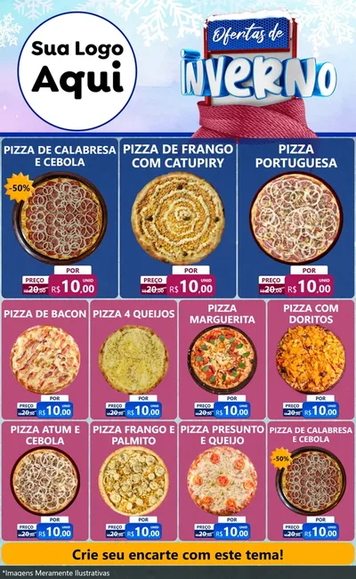 Modelo de Encarte para Encarte Grande com o tema Ofertas de Inverno para Pizzaria