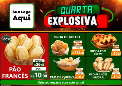 Modelo de Encarte para Encarte A4 Horizontal com o tema Quarta Explosiva para Padaria