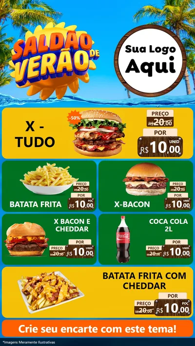 Modelo de TV para TV Vertical com o tema Saldão de Verão para Hamburgueria