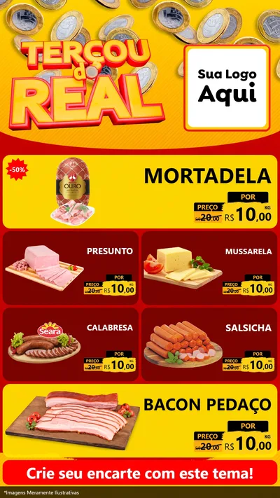 Modelo de TV para TV Vertical com o tema Terçou do Real para Frios e Laticínios