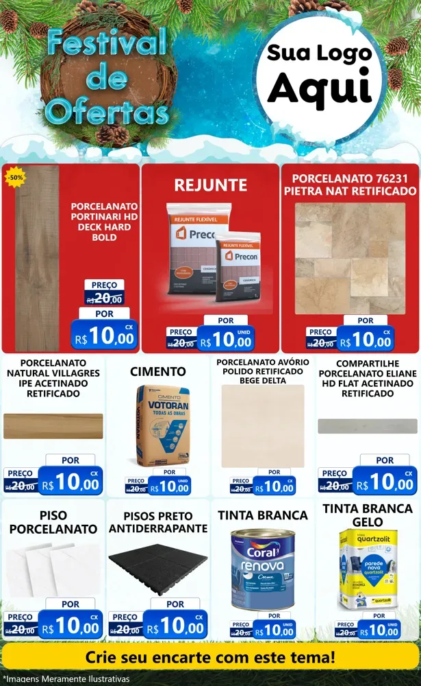 Modelo de Encarte para Encarte Grande com o tema Festival de Ofertas - Inverno para Pisos e revestimentos