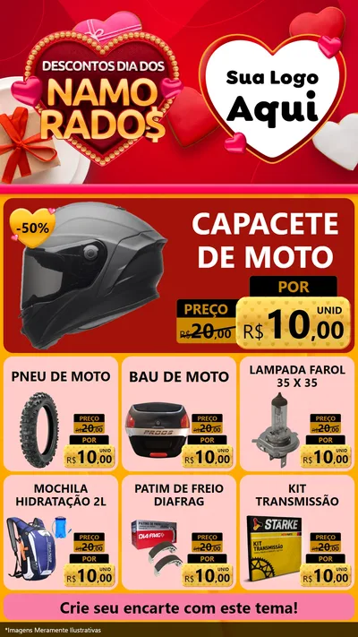 Modelo de Rede Social para Stories com o tema Descontos Dia dos Namorados para Moto peças