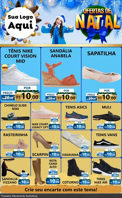 Modelo de Encarte para Encarte Grande com o tema Ofertas de Natal para Calçados
