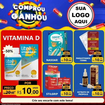 Modelo de Rede Social para Feed Facebook com o tema Comprou Ganhou - Farmácia para Farmácia