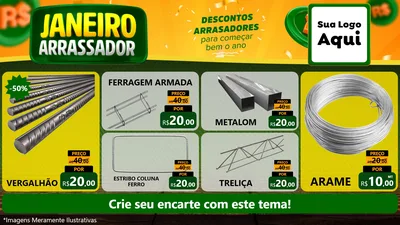 Modelo de TV para TV Horizontal com o tema Janeiro Arrasador para Ferragens