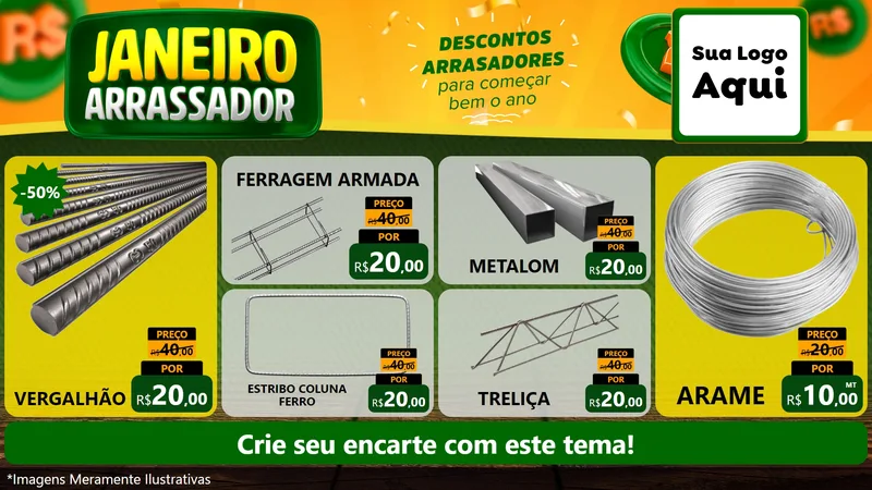 Modelo de TV para TV Horizontal com o tema Janeiro Arrasador para Ferragens